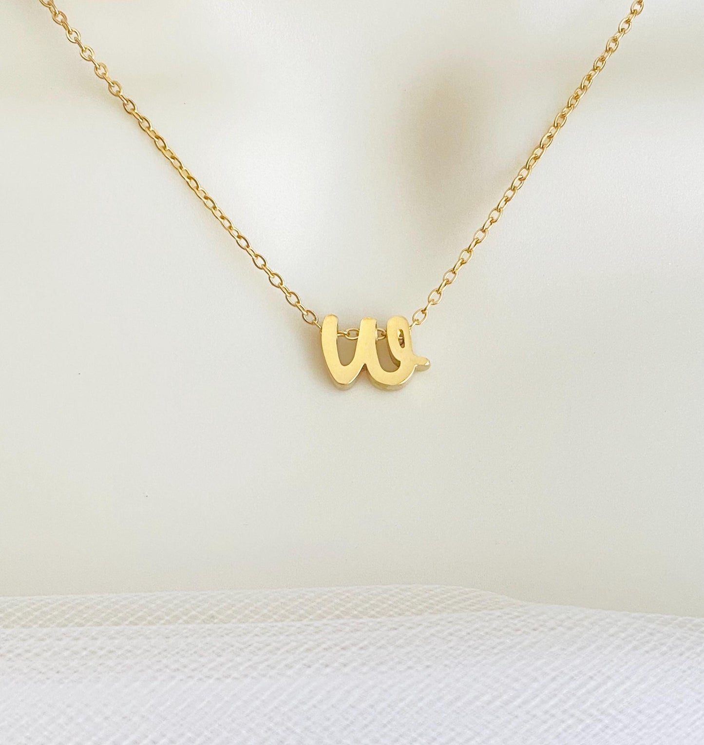 Personalized Stainless Steel Lowercase Script Initial Necklace • Stainless Steel or Gold