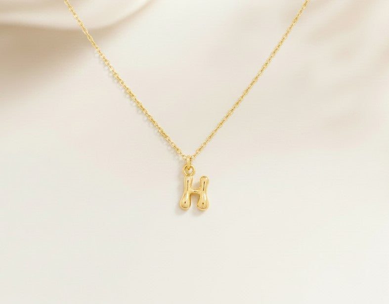 Personalized Small Gold Bubble Initial Necklace