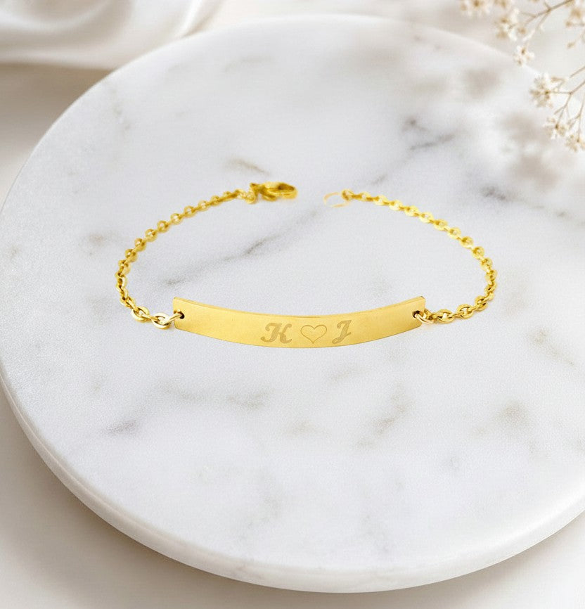 Personalized Long Bar Bracelet • Stainless Steel, Gold & Rose Gold