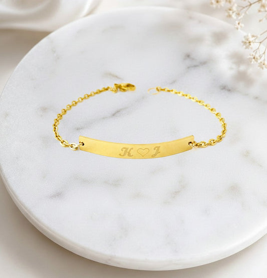 Personalized Long Bar Bracelet • Stainless Steel, Gold & Rose Gold