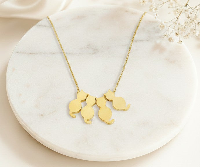 Personalized Gold Cat Necklace