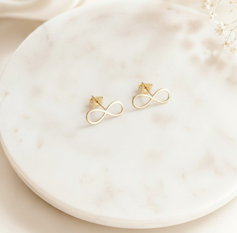 Infinity Studs • Sterling Silver, Gold over Silver, & Rose Gold over Silver