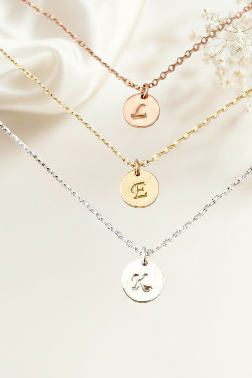 Personalized Initial Necklace • Sterling Silver, Gold Filled & Rose Gold