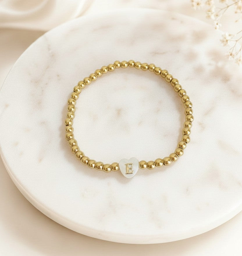 Personalized Gold Beaded Stretch Bracelet