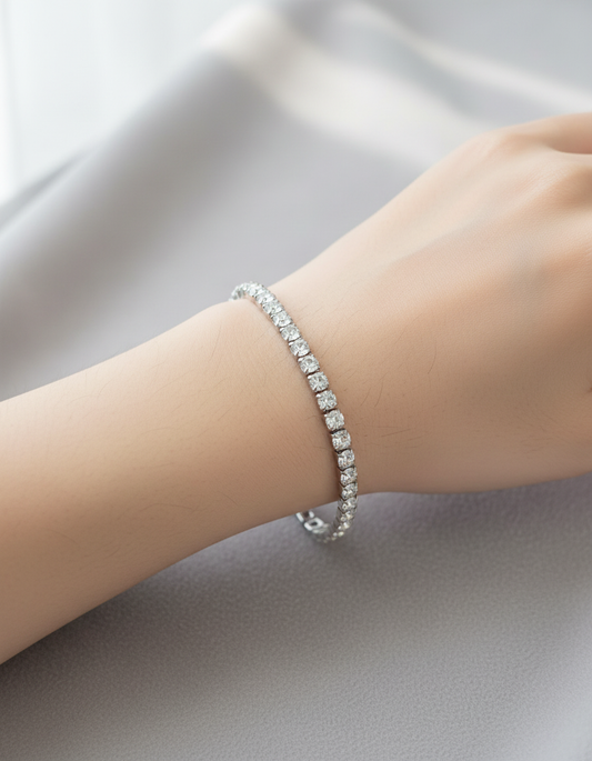 Stainless Steel Tennis Bracelet with Sparkling Cubic Zirconia • Classic CZ Link Bracelet