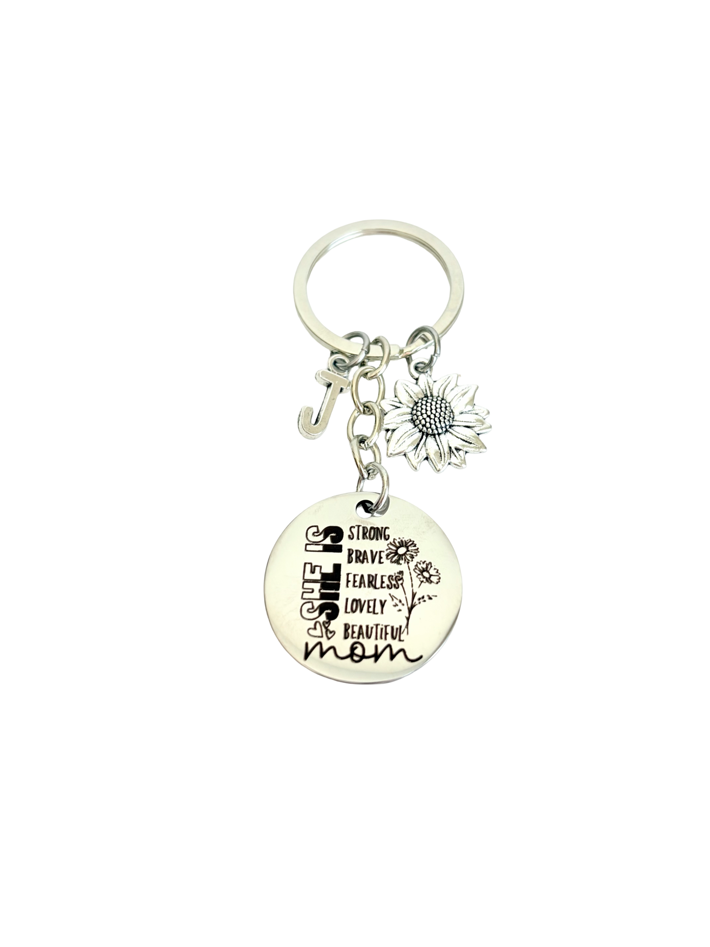 Personalized Floral Mom Keychain