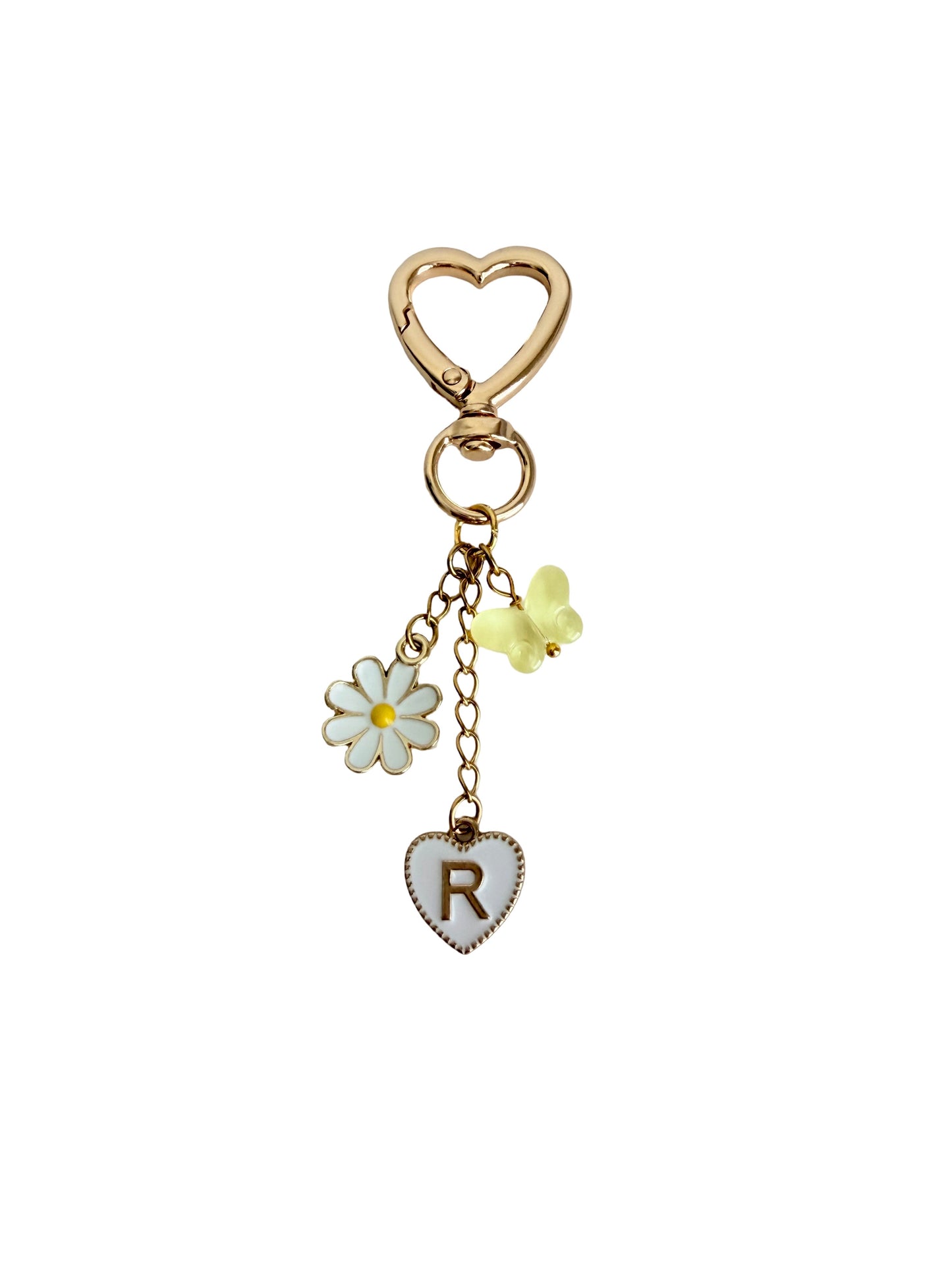 Personalized Initial Purse Charm • Flower & Butterfly Clip-On Bag Charm
