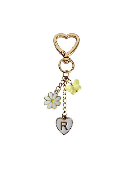 Personalized Initial Purse Charm • Flower & Butterfly Clip-On Bag Charm