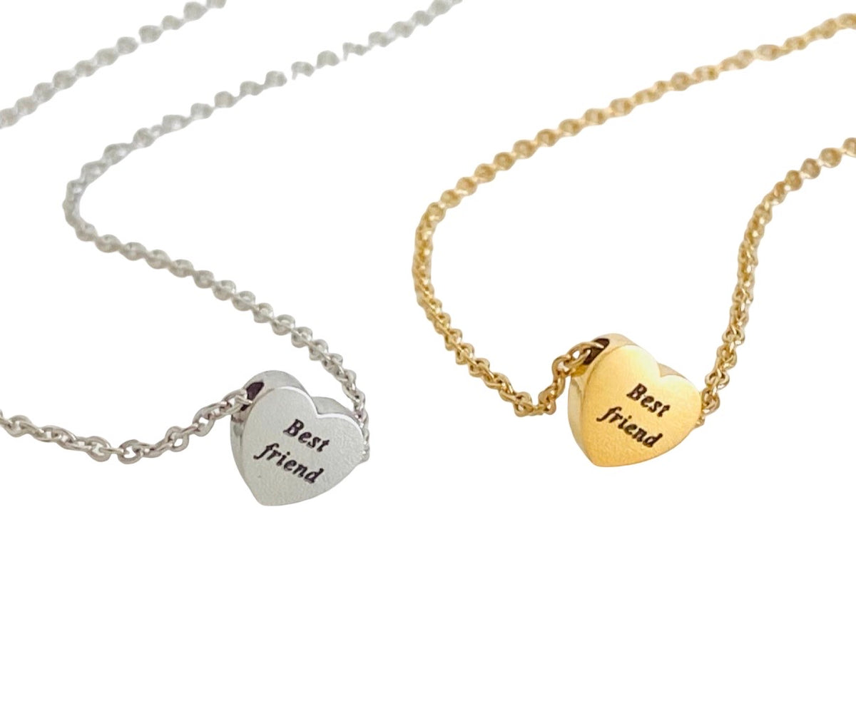Personalized Small Heart Necklace • Stainless Steel & Gold over Stainless Steel