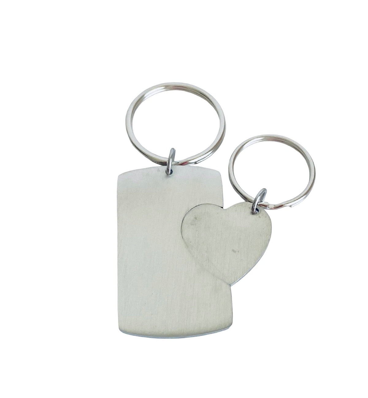 Personalized Stainless Steel Dog Tag & Heart Tag Keychain Set