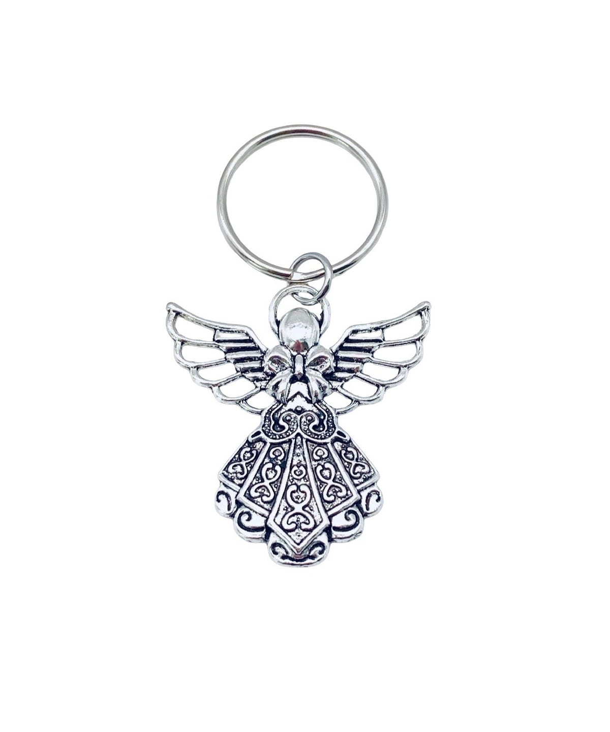 Base Metal Large Guardian Angel Keychain