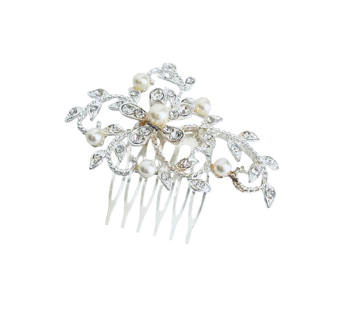 Small Rhinestone & Pearl Hair Comb • Bridal Wedding Hair Accessories