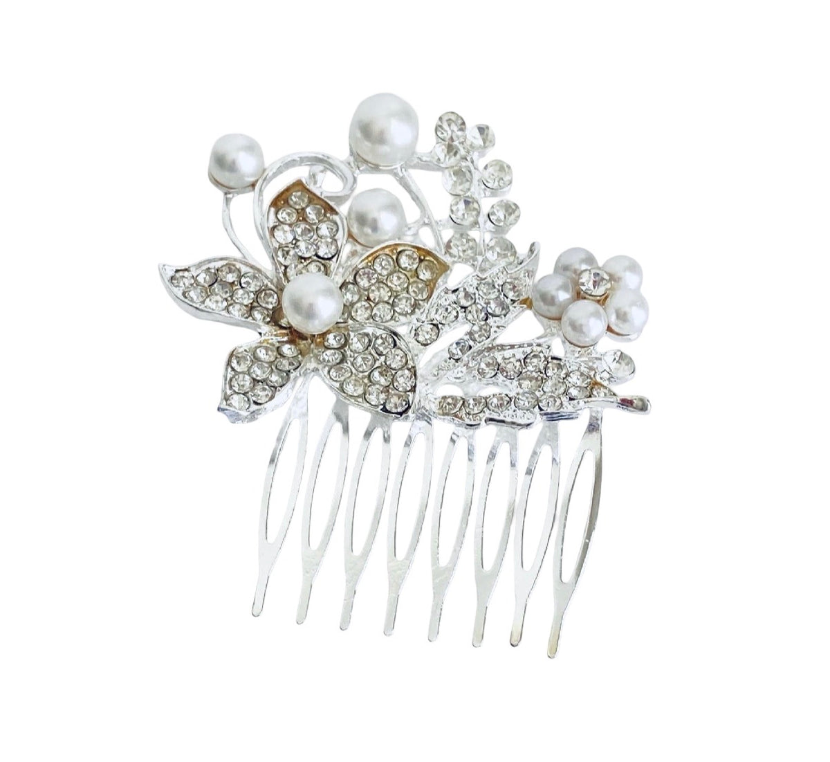 Small Rhinestone & Pearl Hair Comb • Bridal Wedding Hair Accessories