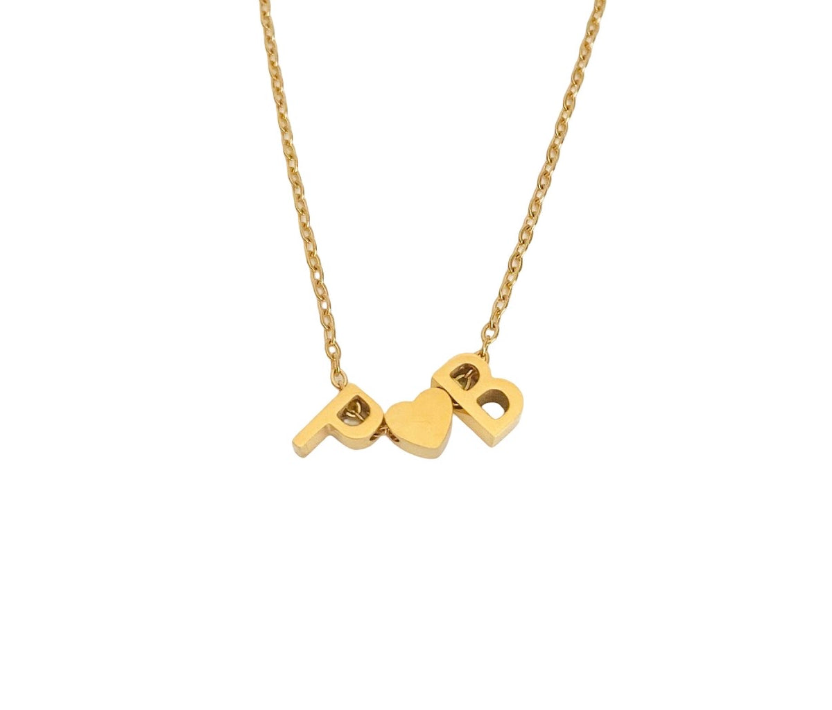 Personalized Two Initials Necklace • Stainless Steel & Gold over Stainless Steel