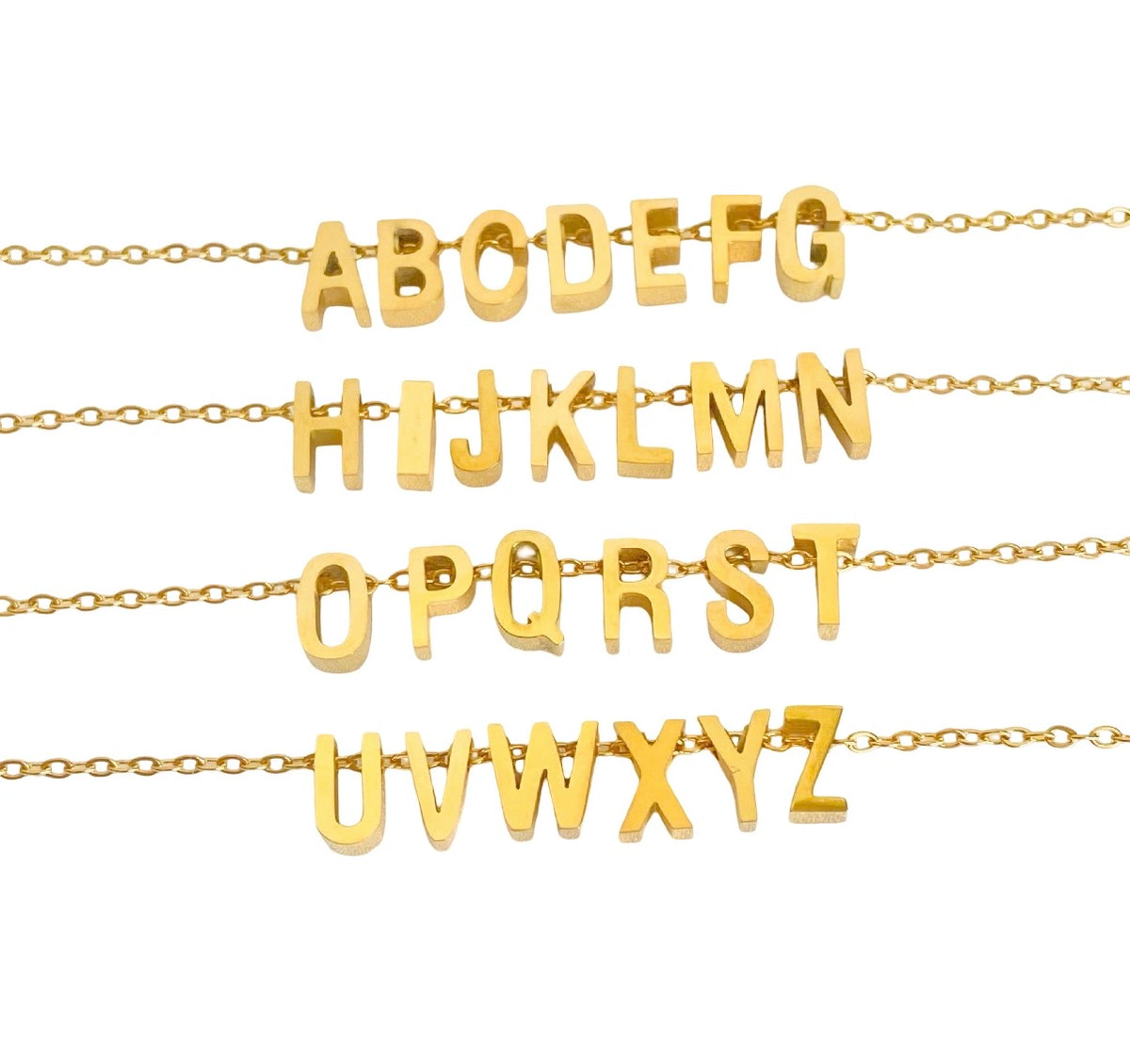 Personalized Two Initials Necklace • Stainless Steel & Gold over Stainless Steel