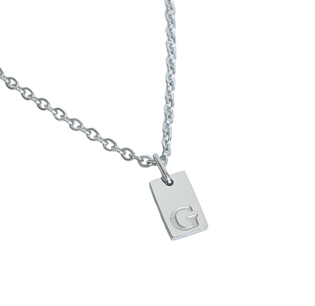 Personalized Mini Initial Necklace • Stainless Steel & Gold over Stainless Steel