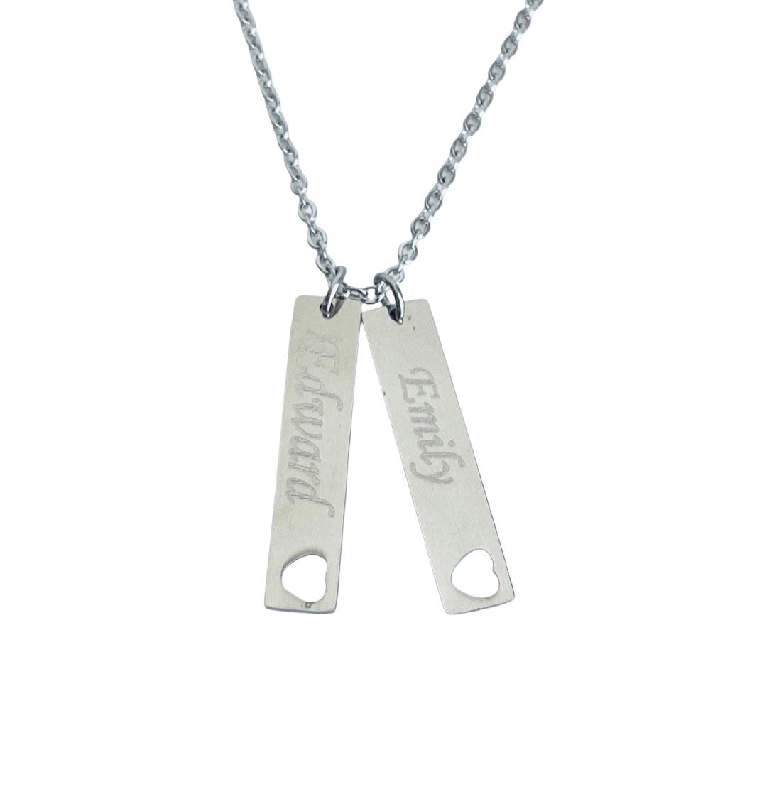 Personalized Stainless Steel Vertical Bar Necklace