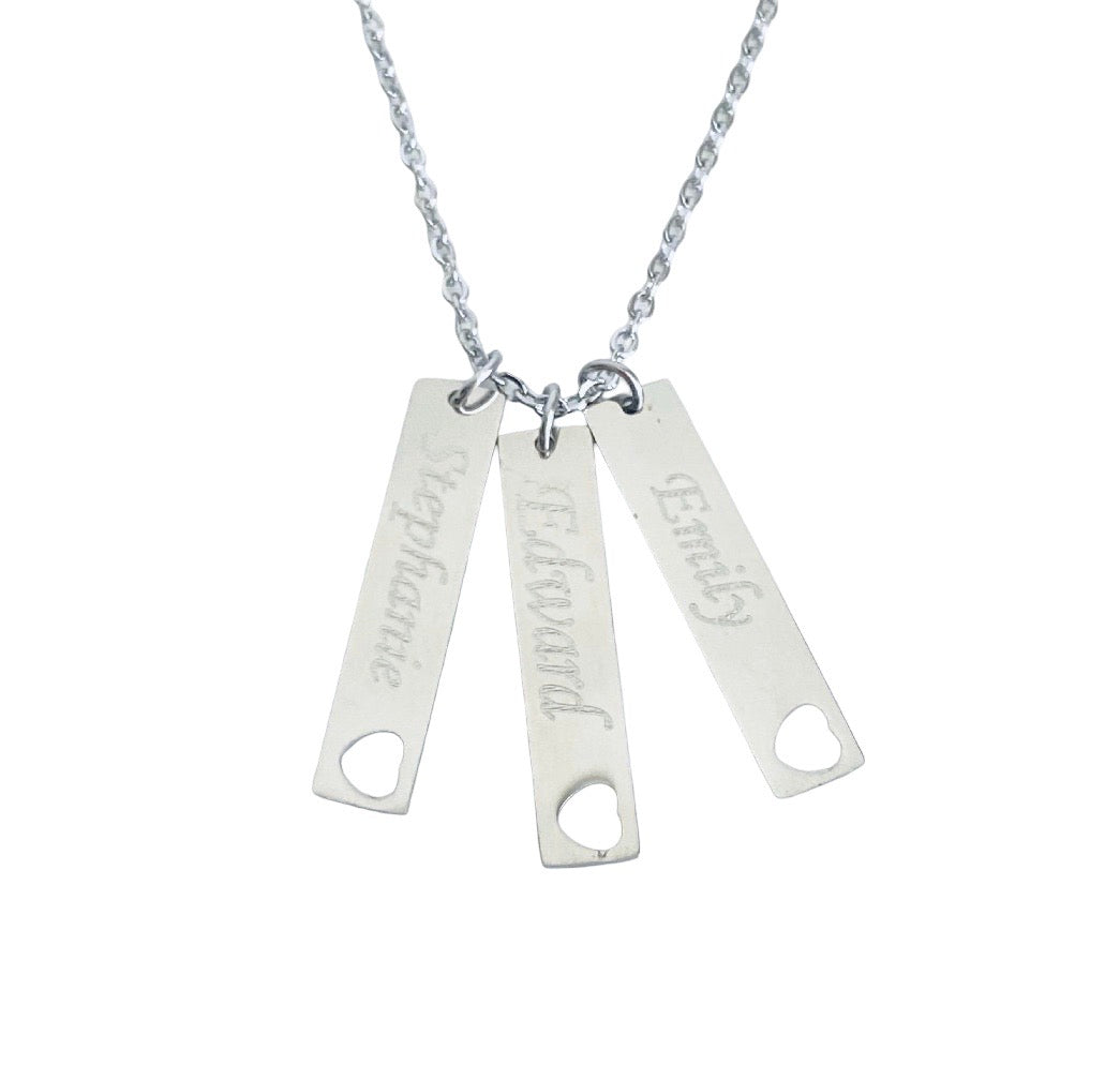 Personalized Stainless Steel Vertical Bar Necklace