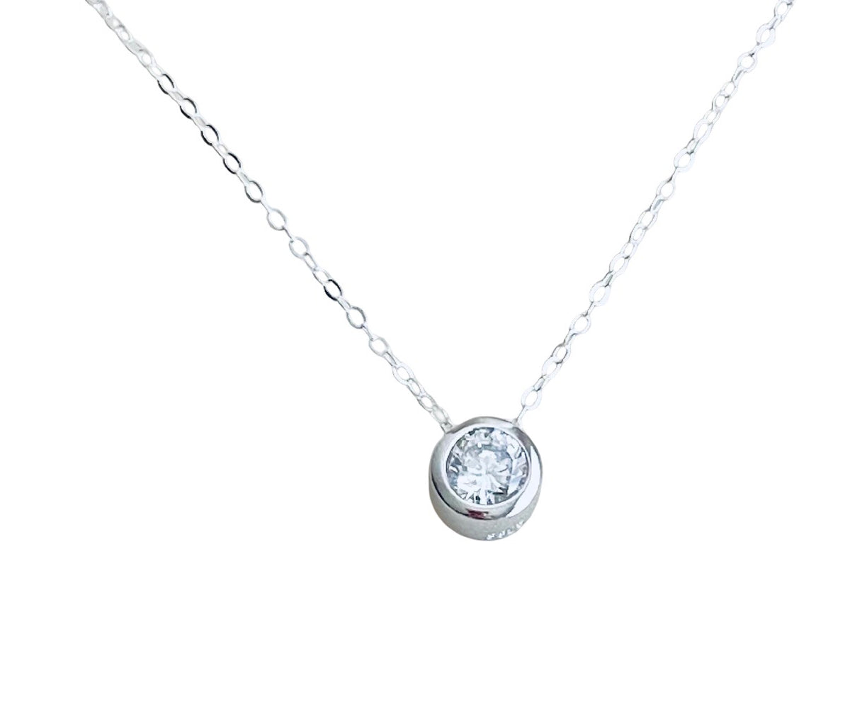 Sterling Silver Solitaire Pendant Necklace