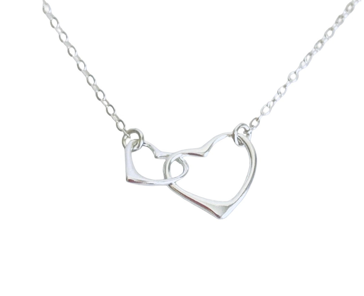 Sterling Silver Interlocking Heart Pendant Necklace