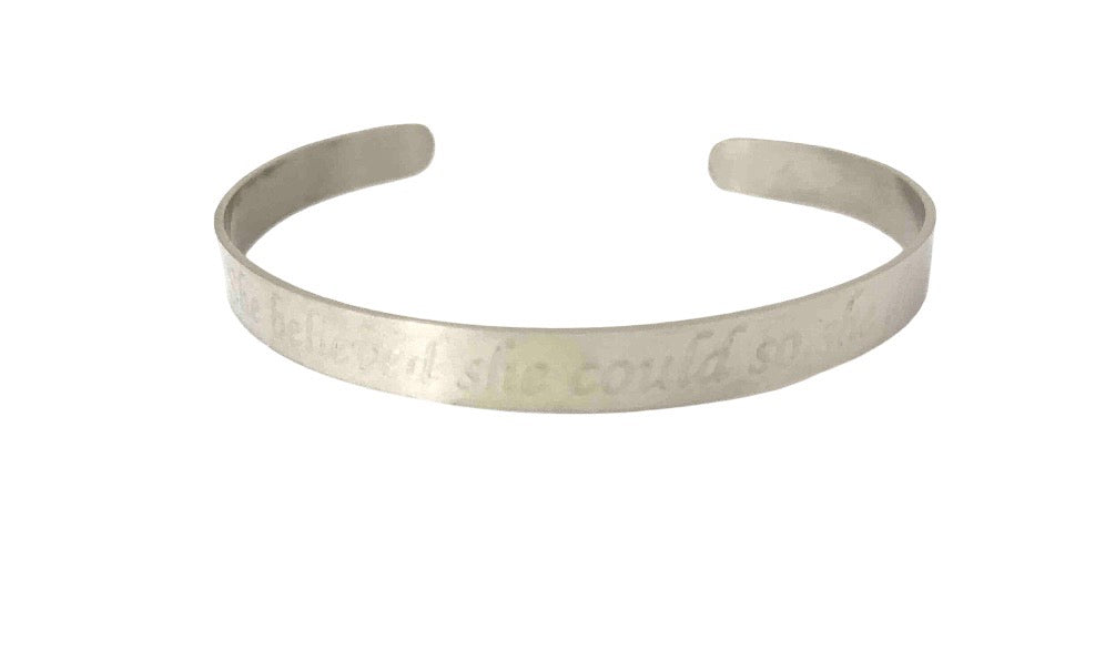 Personalized Cuff Bangle Bracelet • Stainless Steel, Gold over Stainless Steel & Rose Gold over Stainless Steel