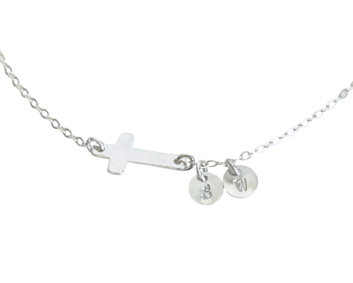 Personalized Sterling Silver Cross Bracelet