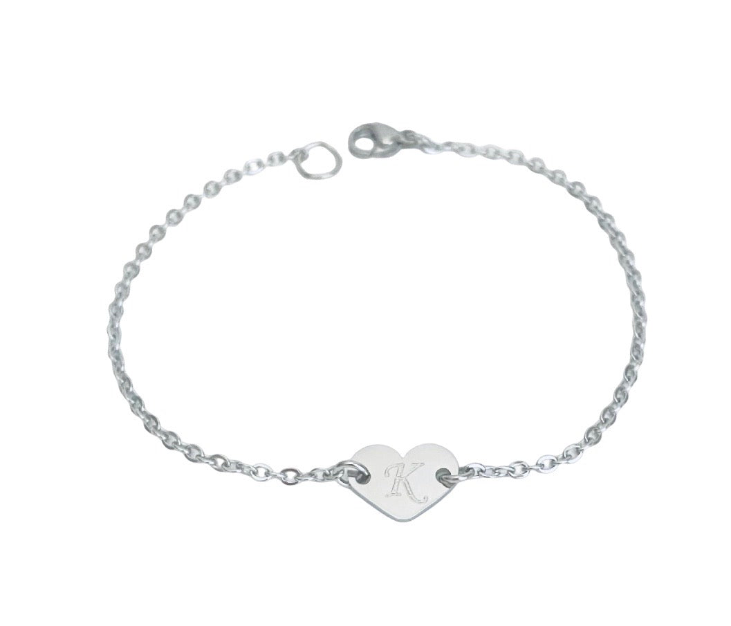 Personalized Initial Heart Bracelet • Stainless Steel, Gold over Stainless Steel