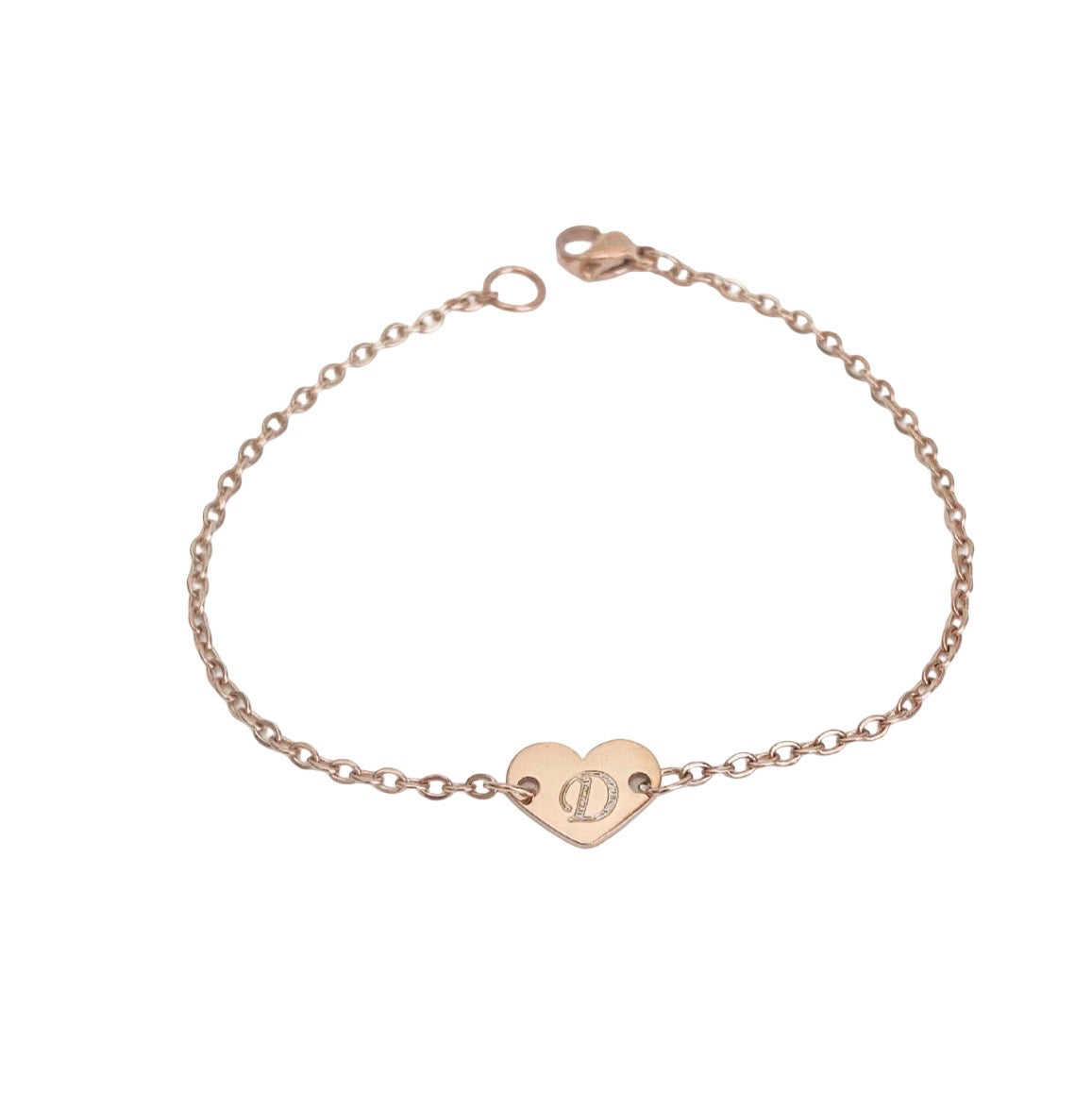 Personalized Initial Heart Bracelet • Stainless Steel, Gold over Stainless Steel