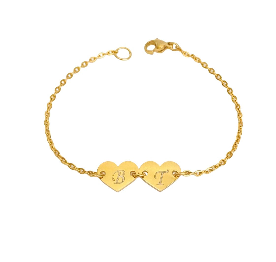Personalized Initial Heart Bracelet • Stainless Steel, Gold over Stainless Steel
