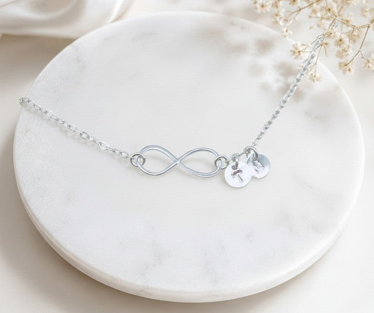 Personalized Infinity Bracelet • Sterling Silver or Gold Filled