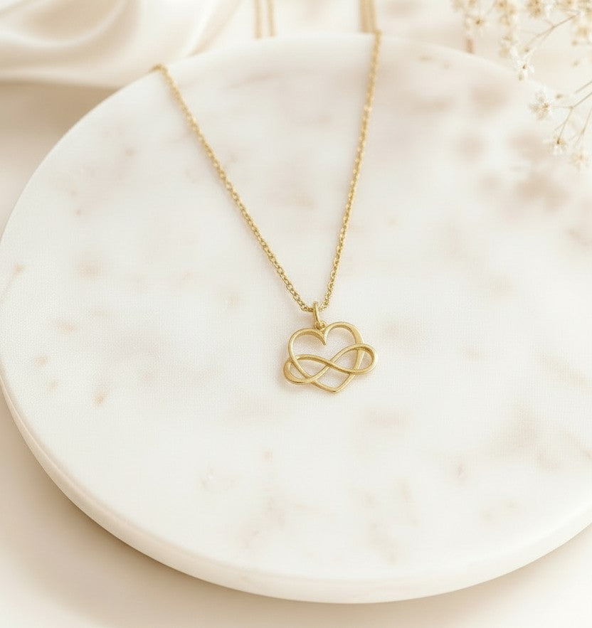 Infinity Heart Necklace • Sterling Silver, Gold or Rose Gold Infinity Love Necklace