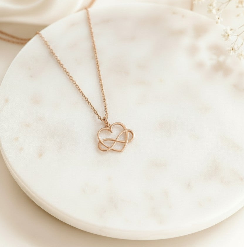 Infinity Heart Necklace • Sterling Silver, Gold or Rose Gold Infinity Love Necklace
