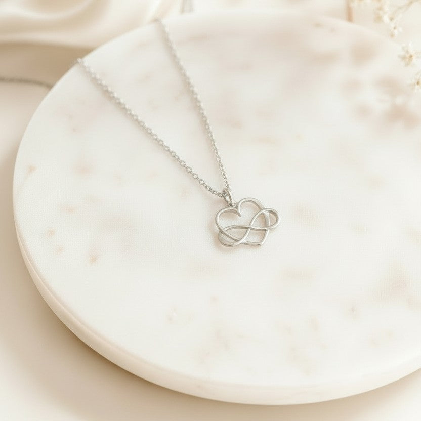 Infinity Heart Necklace • Sterling Silver, Gold or Rose Gold Infinity Love Necklace