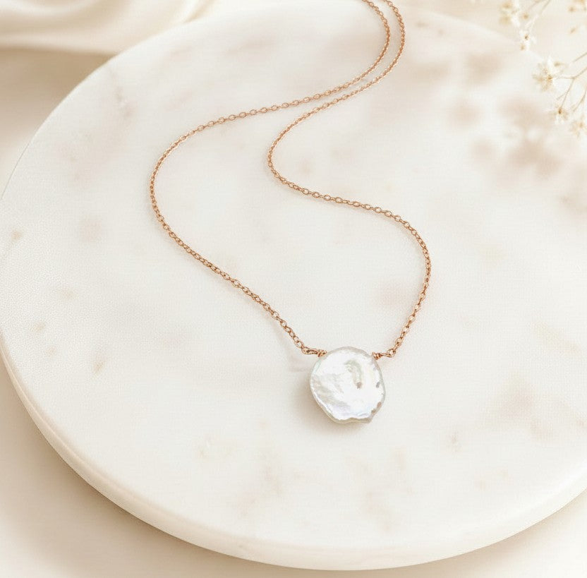 Keshi Pearl Necklace • Sterling Silver & Gold Filled