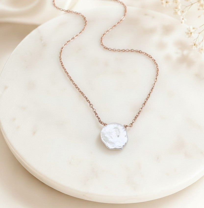 Keshi Pearl Necklace • Sterling Silver & Gold Filled
