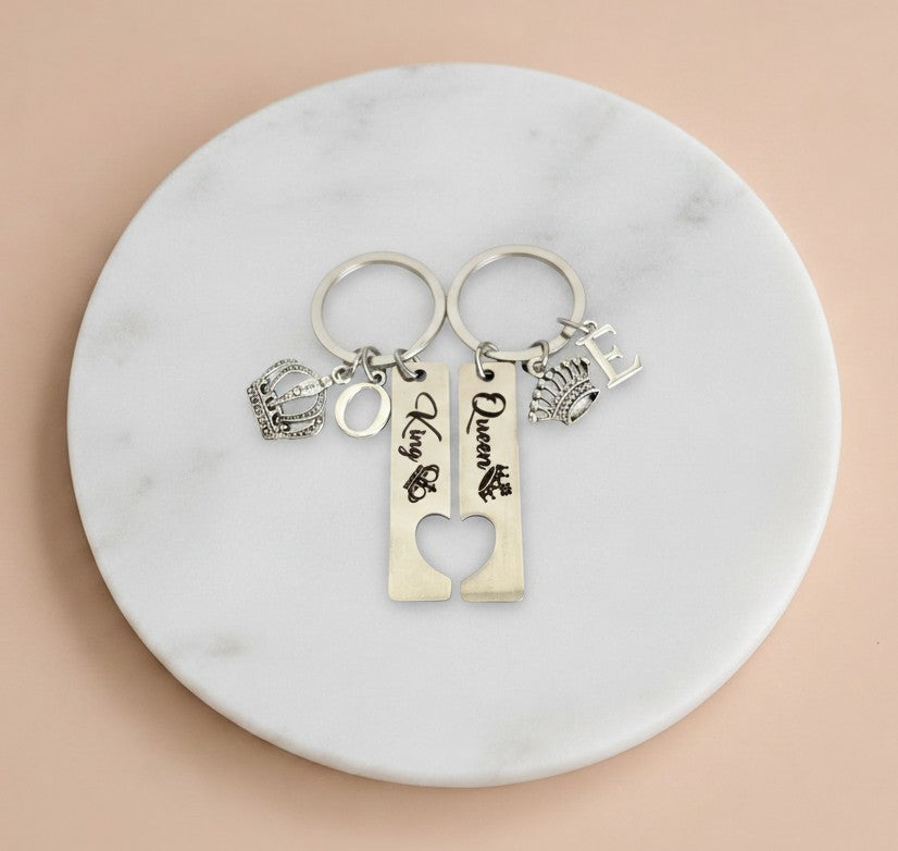 Personalized King & Queen Keychain Set