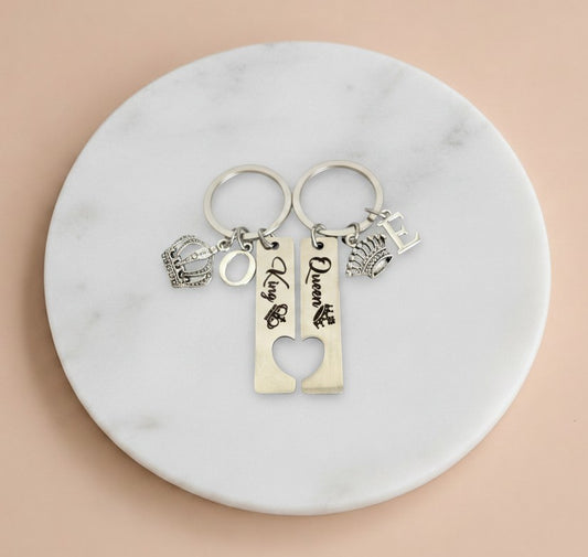 Personalized King & Queen Keychain Set