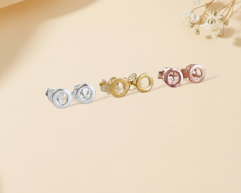 Tiny Kisses Stud Earrings • Sterling Silver, Gold over Silver & Rose Gold over Silver
