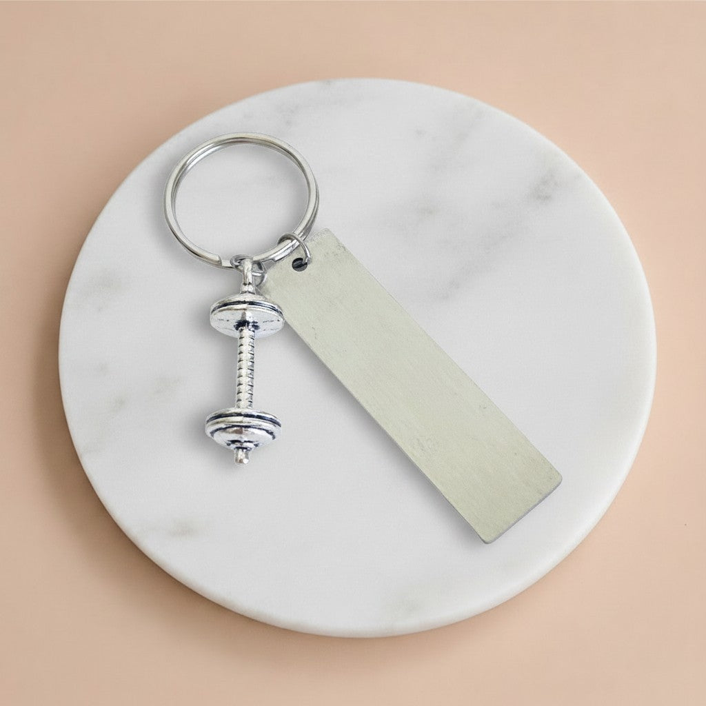 Personalized Large Dumbbell Keychain