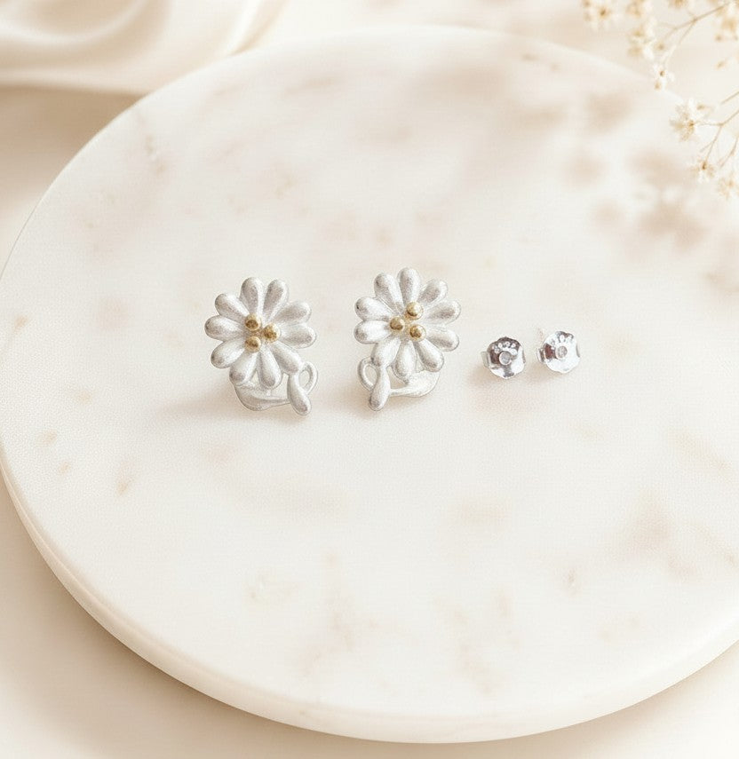 Sterling Silver Flower Stud Earrings