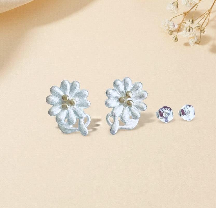 Sterling Silver Flower Stud Earrings