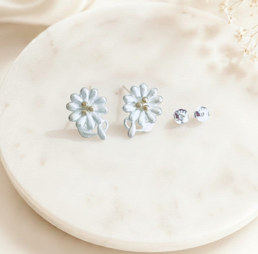 Sterling Silver Flower Stud Earrings