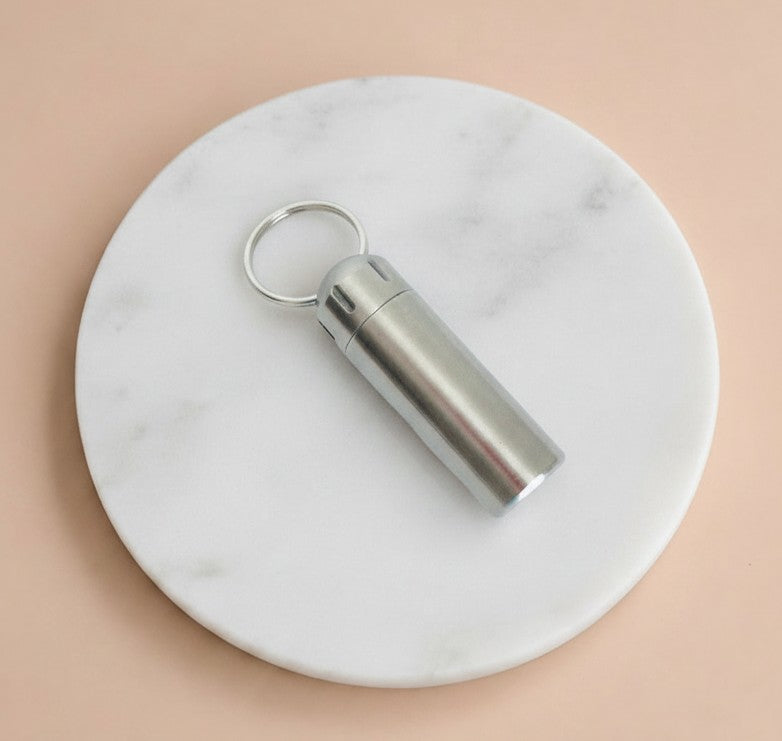 Personalized Stainless Steel Large Pill Holder Keychain