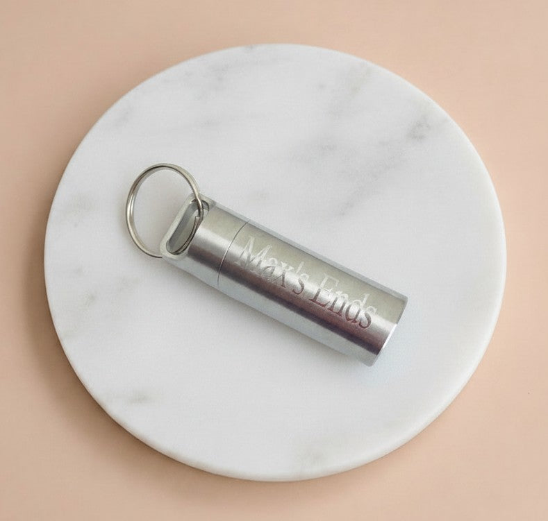 Personalized Stainless Steel Large Pill Holder Key Chain