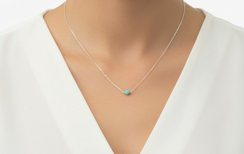Blue Larimar Necklace • Sterling Silver & Gold Filled