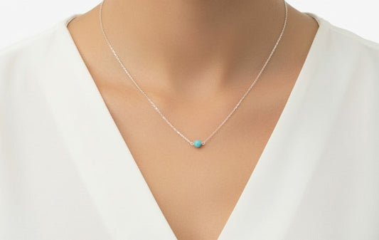 Blue Larimar Necklace • Sterling Silver & Gold Filled