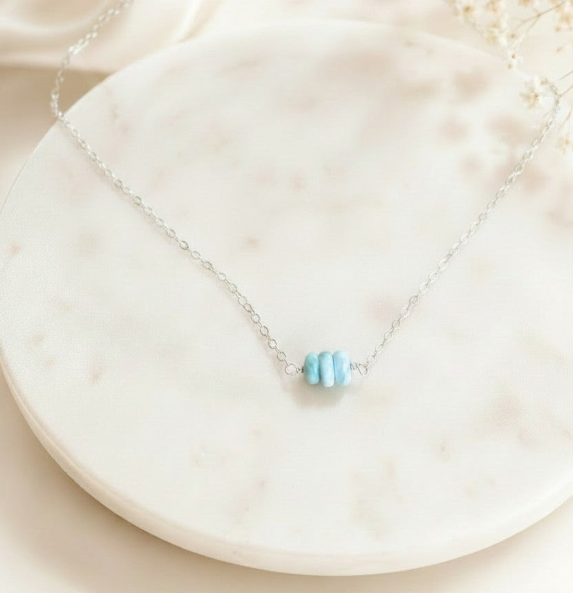 Larimar Necklace • Sterling Silver & Gold Filled