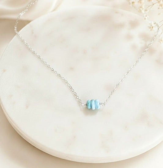 Larimar Necklace • Sterling Silver & Gold Filled
