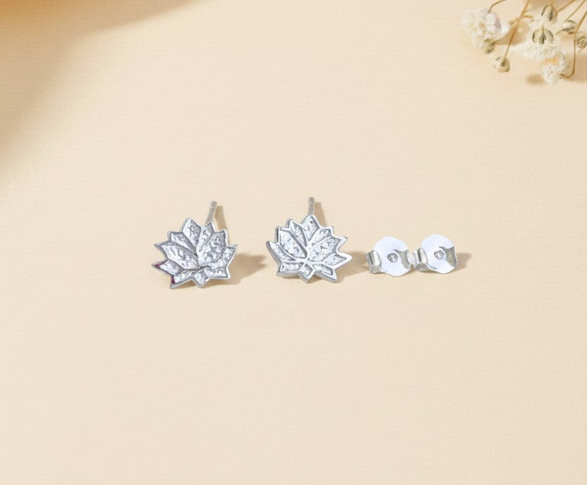 Sterling Silver Lotus Flower Stud Earrings