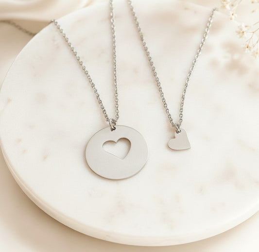 Stainless Steel Mother & Daughter Necklace Set